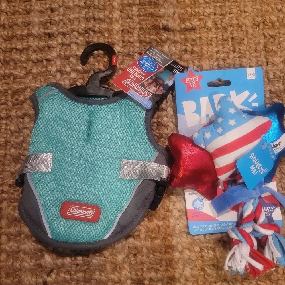 Cooling Vest Dog or Cat Voyager Step-in Harness Jacket Dog Toy Squeak Bundle XS